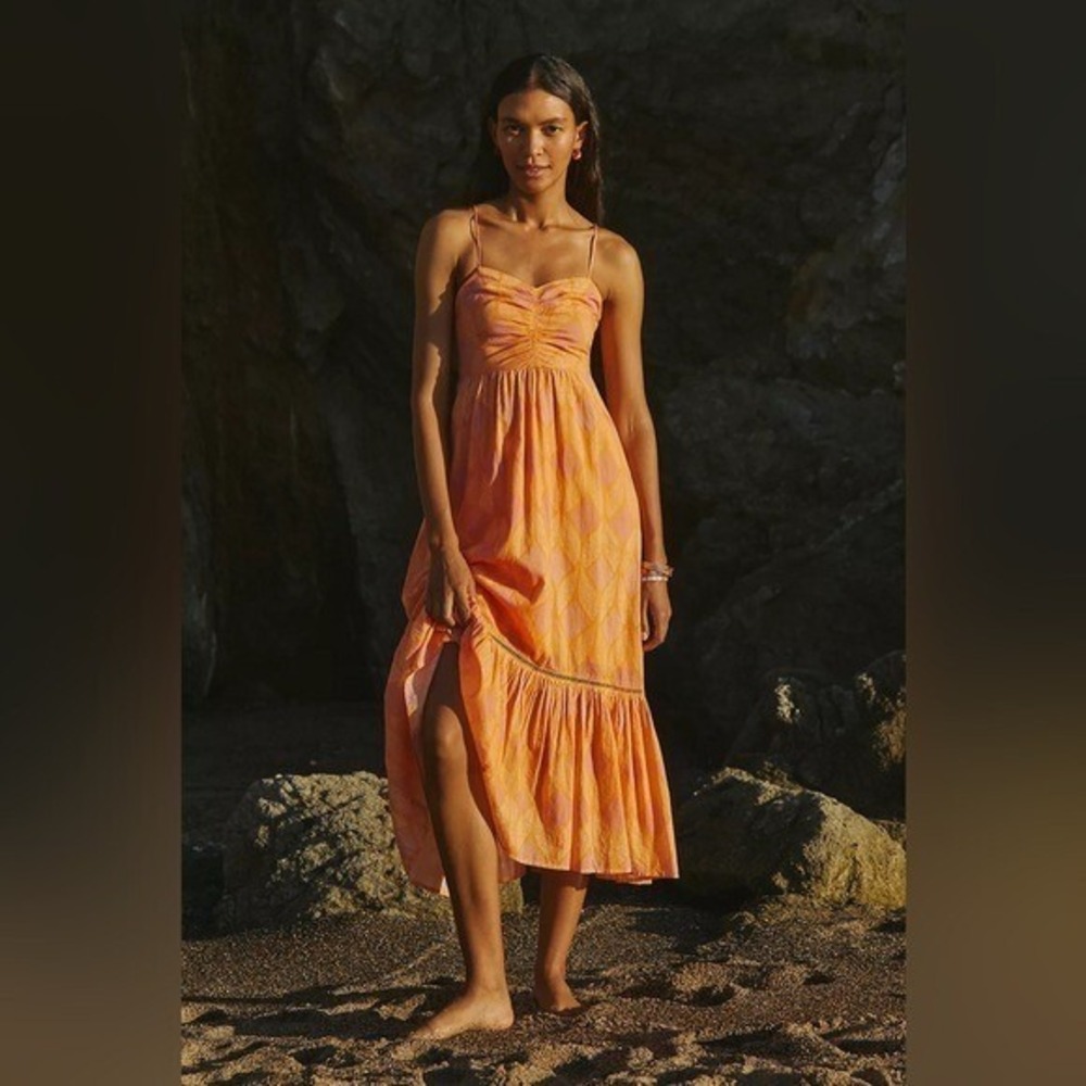 Anthropologie Orange Maxi Dress